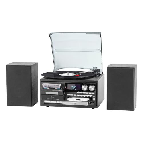 T408 10-in-1 3-Speed Vintage Record Player with External Speakers