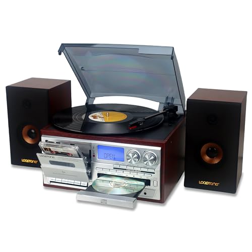 TR-18CDSP 10-in-1 3-Speed Vintage Turntable with Dual 15W Speakers