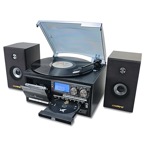 TR-18CDSP 10-in-1 3-Speed Vintage Turntable with Dual 15W Speakers