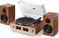 HiFire X Vinyl Record Player with 100W Speakers VU Meter Walnut