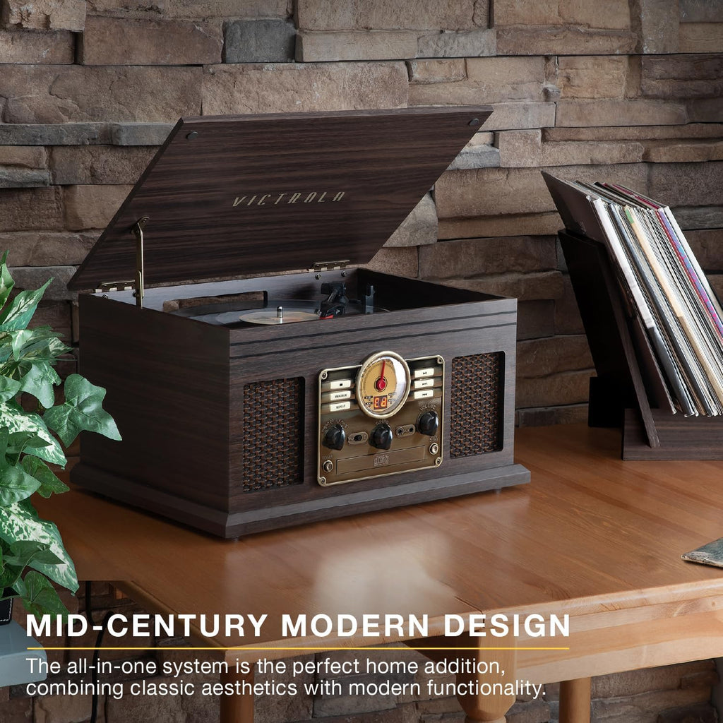 Victrola Quincy 6-in-1 Bluetooth Record Player VTA-200B-MAH