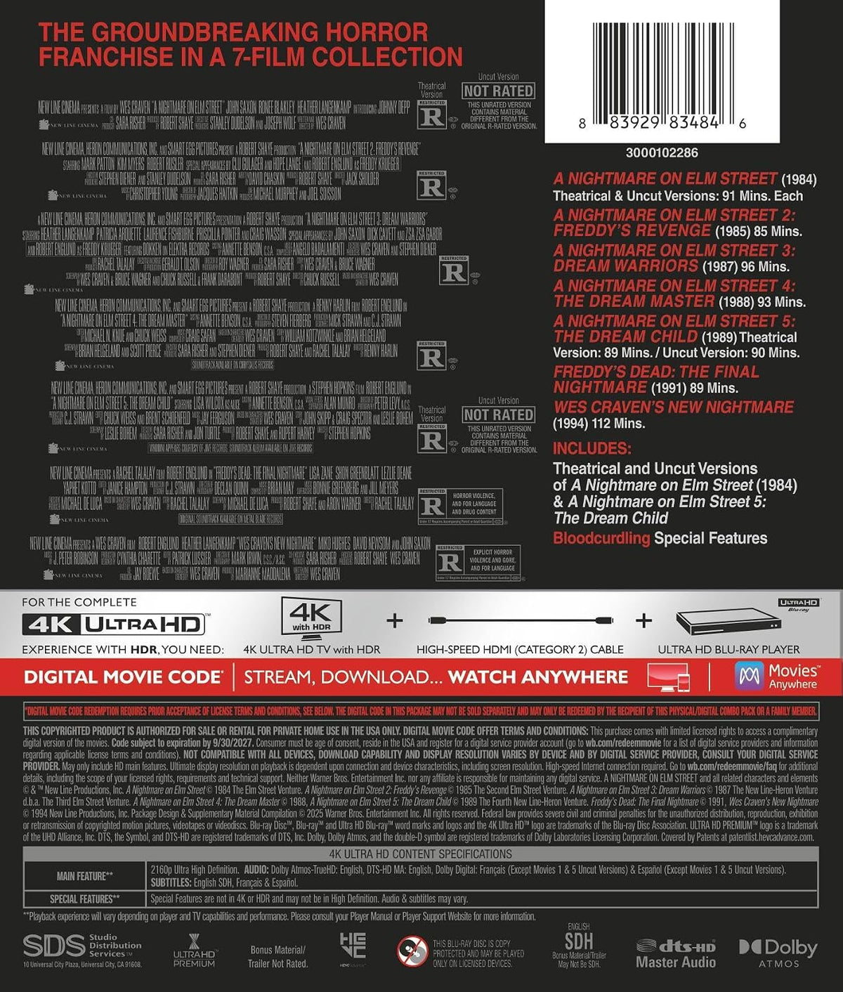 Nightmare on Elm Street, A: 7 Film Collection (4K Ultra HD + Digital)