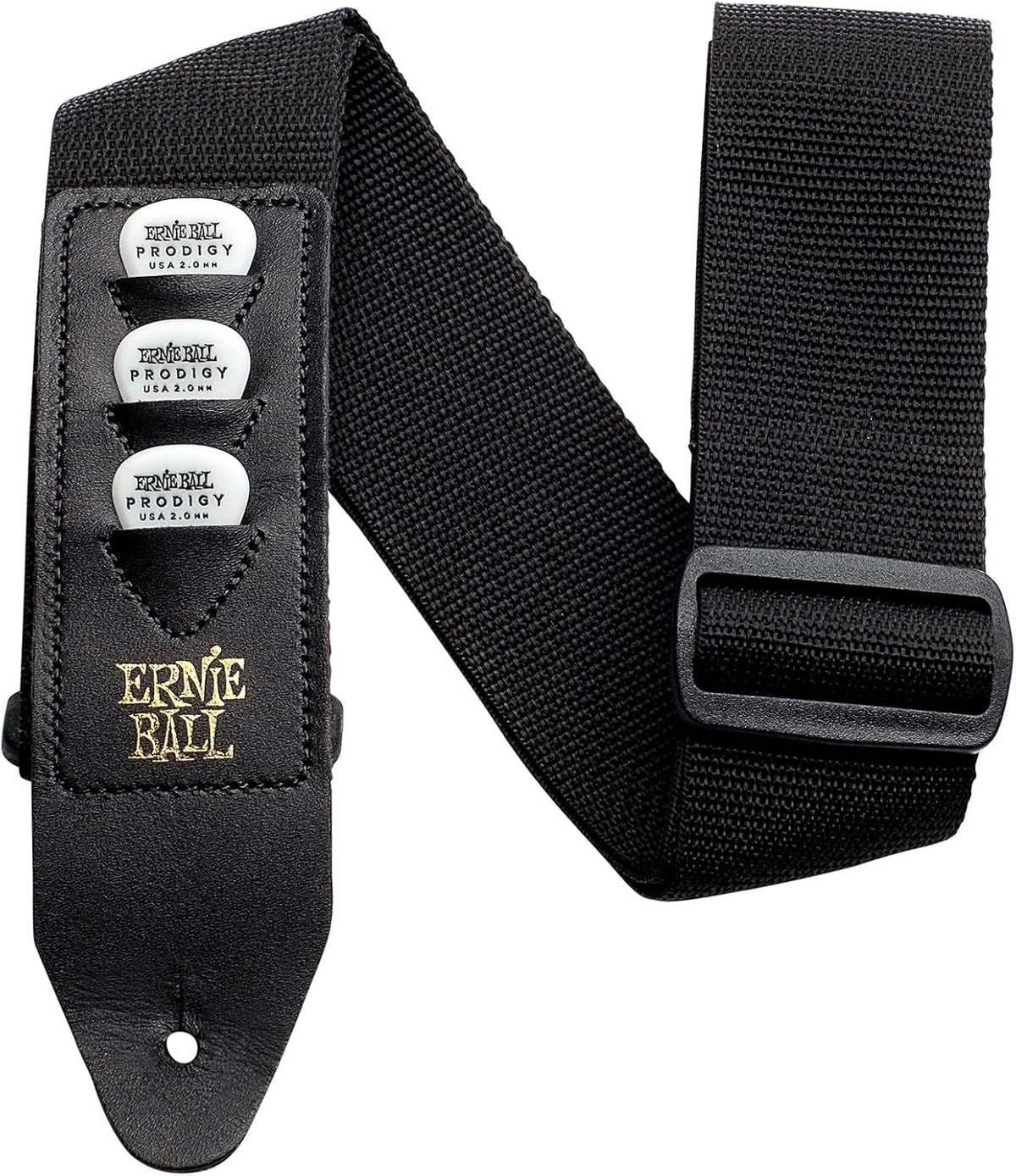 Ernie Ball Pickholder Polypro Guitar Strap, Black (P04039)