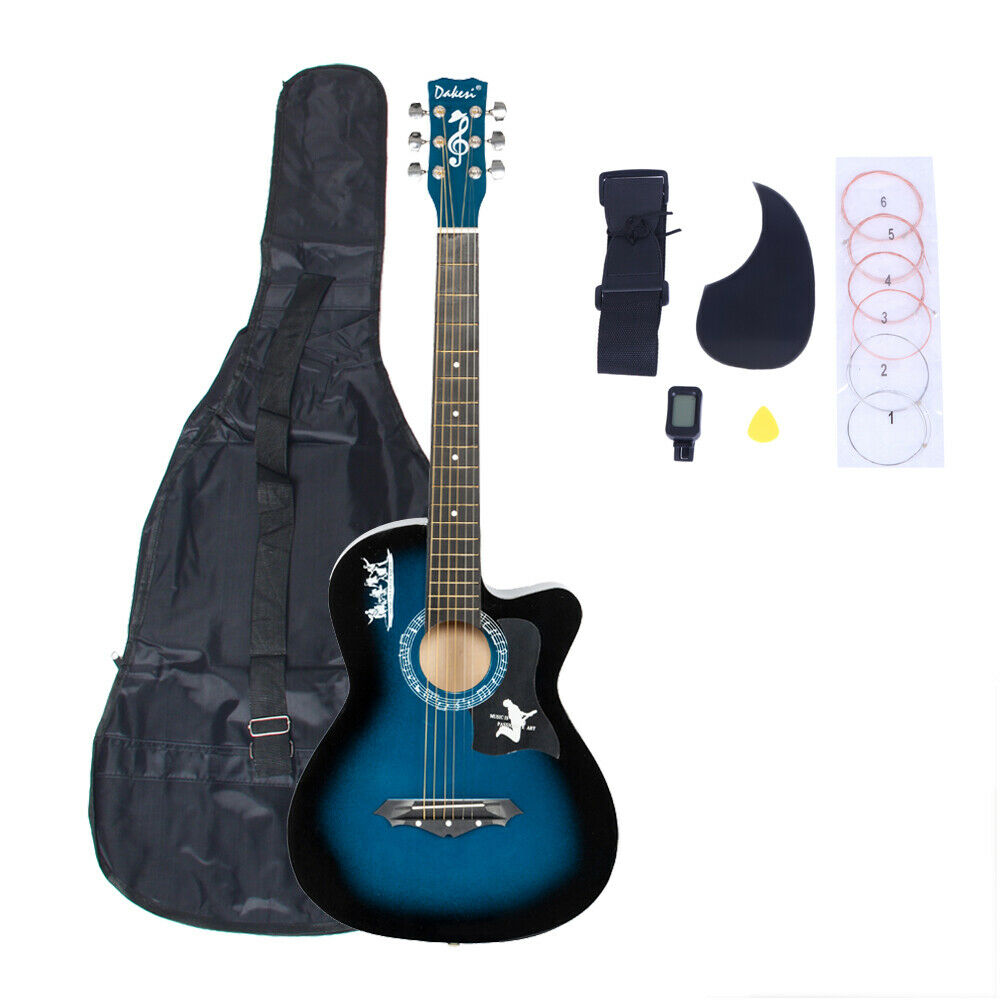 Zprotect 40" Beginner Acoustic Guitar Starter Bundle Kit with Bag, Tuner, Pickguard and String Set, Black GONZALABES