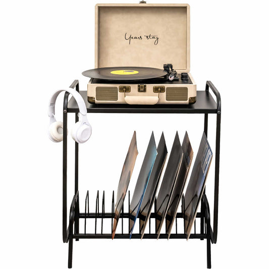 Vefunk Vinyl Record Metal Stand - Vinyl Storage Records Holder with Turntable Display Shelf Sigbeez