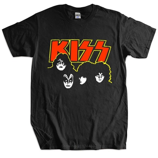 New Mens Kiss Vintage 1980 Rare Rock Concert tee 80's reprint cotton GONZALABES